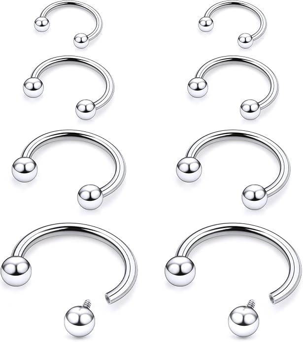 20G 18G 16G 14G 12G 8G 6G 4G 2G ASTM F136 Titanium Internal Thread Horseshoe Septum Ring Jewelry Circular Barbell Helix Snug Tragus Rook Daith Cartilage Earring Lip Ring Piercing Jewelry
