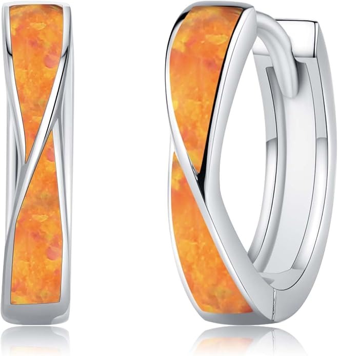 Midir&Etain Opal Hoop Earrings 925 Sterling Silver Huggie Earrings Hypoallergenic Cartilage Hoops Opal Jewelry Gifts for Women
