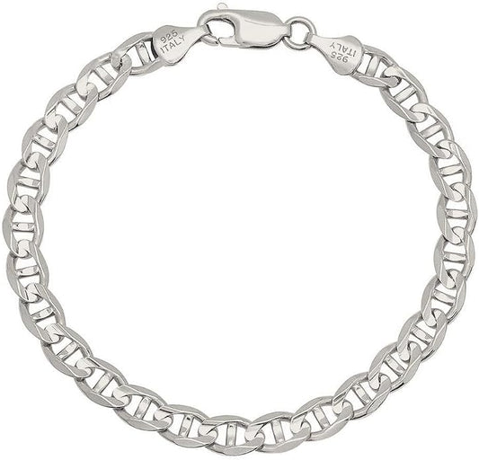 Savlano 925 Sterling Silver Solid Italian Figaro, Rope,Herringbone, Curb, Ball Bead, Snake, Mariner Chain Anklet for Women, Comes in 0.8mm - 5mm With Gift Box