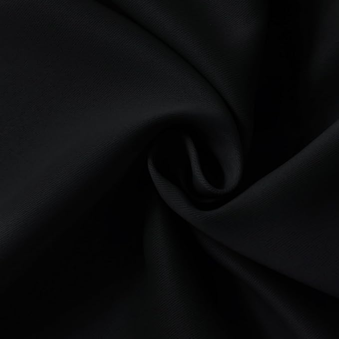 Hiasan RV Blackout Curtains for Bedroom, 52 x 30 Inches Long - Thermal Insulated & Light Blocking Window Curtains for Living Room, 2 Drape Panels Sewn with Tiebacks, Black