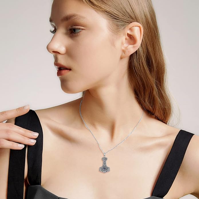 Thors Hammer Necklace 925 Sterling Silver Viking Mjolnir Pendant Mjolnir Jewelry for Men Women