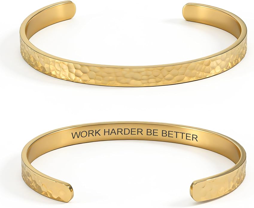 Inspirational Bible Verse Cuff Bracelet for Women, 18K Gold Plated Hammered Bangle, Christian Faith Jewelry Gift, Adjustable Non Tarnish
