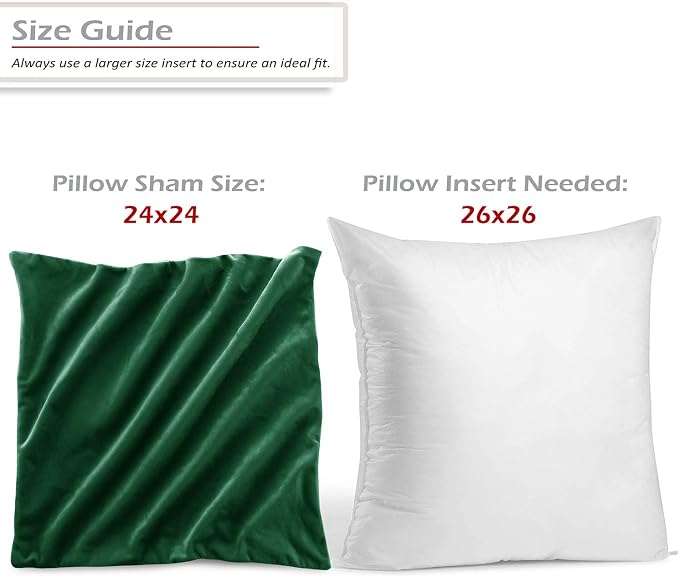 Nestl Throw Pillow Covers, Cozy Velvet Decorative Pillow Cases 24 x 24 Inches, Soft Solid Couch Pillow Covers for Sofa, Bed and Car, Set of 4 - Hunter Green