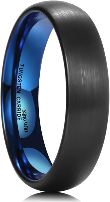 King Will Wedding Band for Men Women, 2/4/6/7/8mm Domed Matte Brushed Tungsten Carbide Rings, Solid/Dual Color Engagement Rings, Comfort Fit