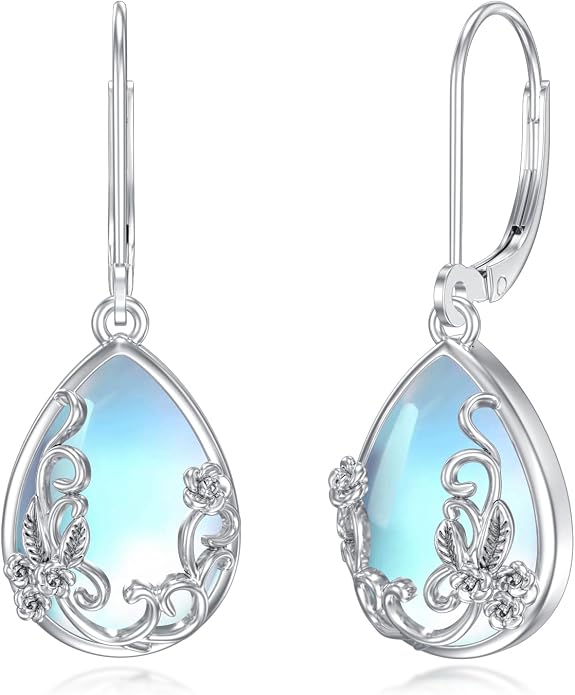 Silver Earrings for Women Sterling Silver Filigree Earrings Teardrop Dangle Drop Filigree Jewelry Gift for Women Mother Mom