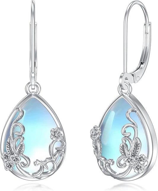 Silver Earrings for Women Sterling Silver Filigree Earrings Teardrop Dangle Drop Filigree Jewelry Gift for Women Mother Mom