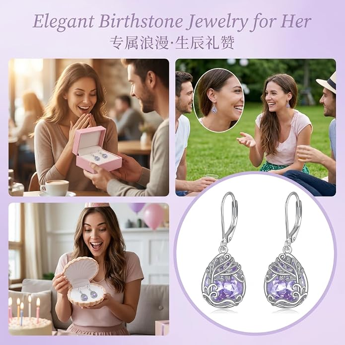 Teardrop Tree of Life/Filigree Earrings for Women Dangle Leverback Earrings Jewelry Gift Anniversary For Her