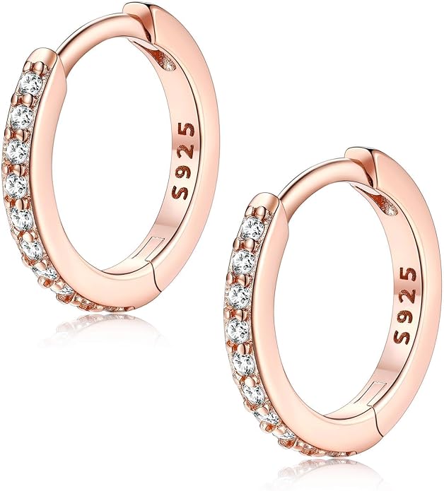 FaithHeart 925 Sterling Silver Huggie Hoop Earrings, Silver Small Hoop Earring for Women, 14K Gold/Black/Rose Gold Hypoallergenic Cartilage Earrings for Women 6/8/10/12/14/16/18/20mm