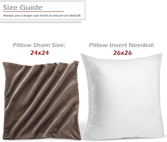 Nestl Throw Pillow Covers, Cozy Velvet Decorative Pillow Cases 24x24 Inches, Soft Solid Couch Pillow Covers for Sofa, Bed and Car, Set of 4 - Chocolate Brown