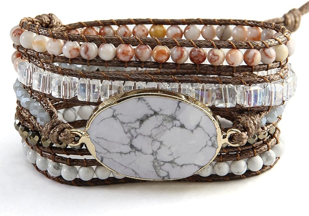 Women Wrap Bracelets Boho Natural Stone Jasper Turquoises Strand Bracelet Jewelry Collection