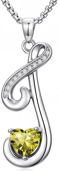 Birthday Gifts for Women Alphabet A to Z Initial Birthstone Pendant Necklaces for Women - 18k White Gold Plated Personalized Name Jewelry Anniversary Graduation Gifts for Wife Her Daughter Girlfriend(with Gift Box)