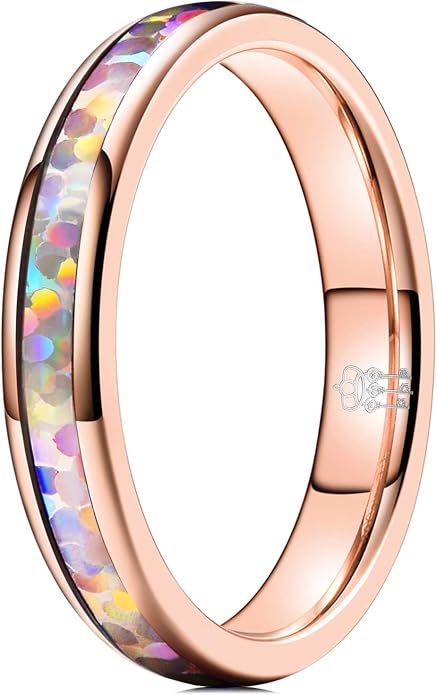 THREE KEYS JEWELRY 4mm 8mm Black Tungsten Wedding Band for Men Women, Blue Green Sandstone & Purple Galaxy Inlay, Domed Polished Comfort Fit Anniversary Engagement Ring