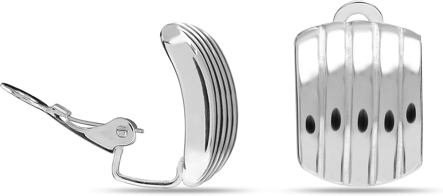 LeCalla 925 Sterling Silver Small Medium Clip On Earrings Non-Pierced Clip-On Stud Earring for Teen Women