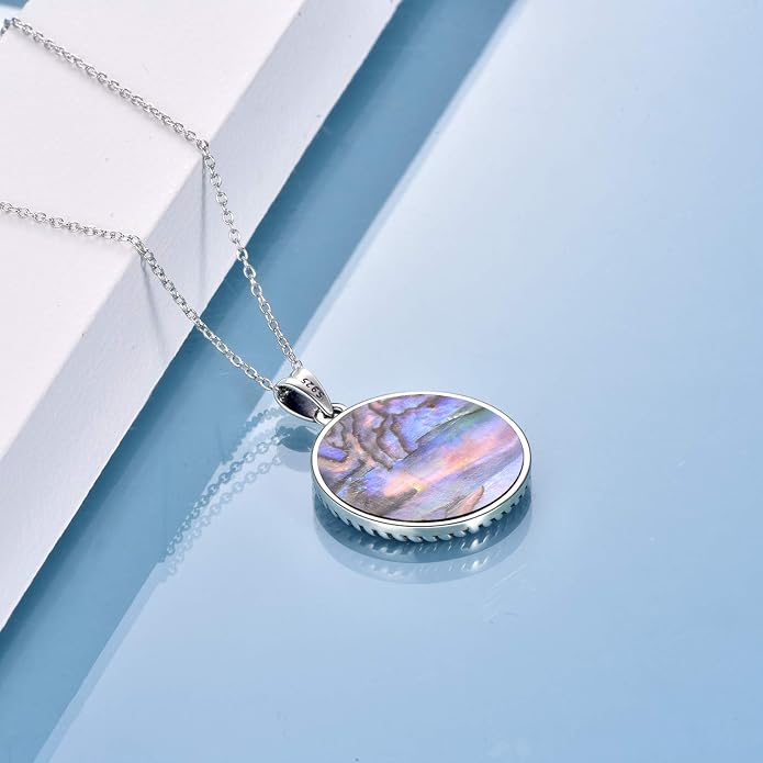 ONEFINITY Tree of Life Necklace for Women Sterling Silver Abalone Shell Crystal Tree of Life Pendant Necklace Family Tree Jewelry for Mom Daughter Sister Girls Christmas Gifts