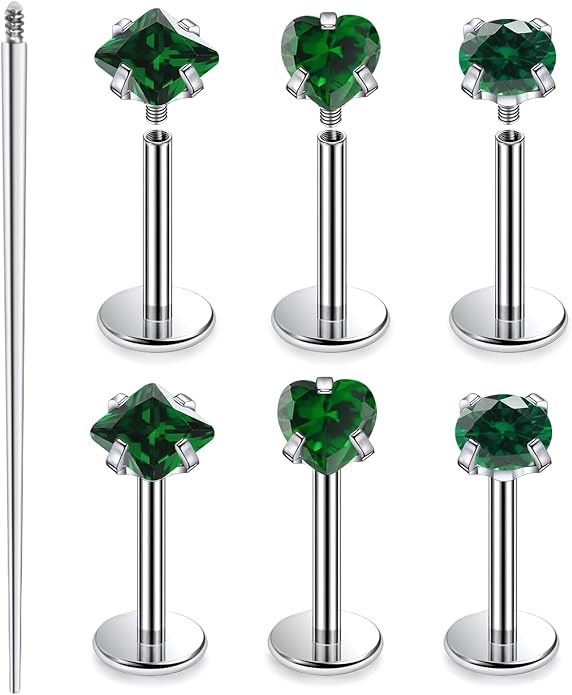 20G 18G 16G Astm F136 Titanium Internal Thread Flat Back Earrings Nose Studs Tragus Helix Conch Cartilage Lobe Earrings Medusa Labret Snake Bite Monroe Lip Ring Piercing Jewelry For Women Men