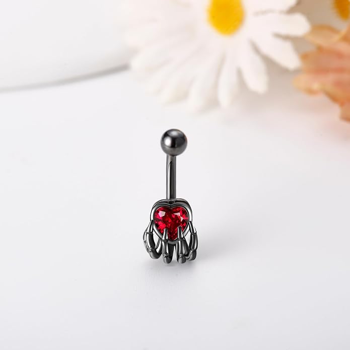 Sun/Skeleton Hand Belly Button Ring S925 Sterling Silver Belly Button Ring Gift For Women Birthday Gift