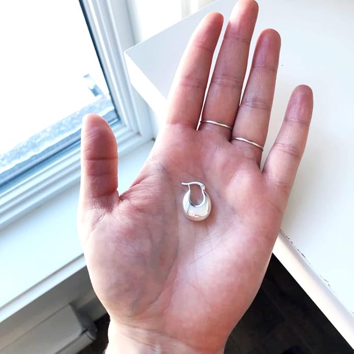 LeCalla 925 Sterling Silver Hoops Earrings | Hollow-Puff Shrimp Earring Hoops | Women's Gold-Plated Jewelry | Lightweight Electroforming Hoop Earring Jewelry for Birthday