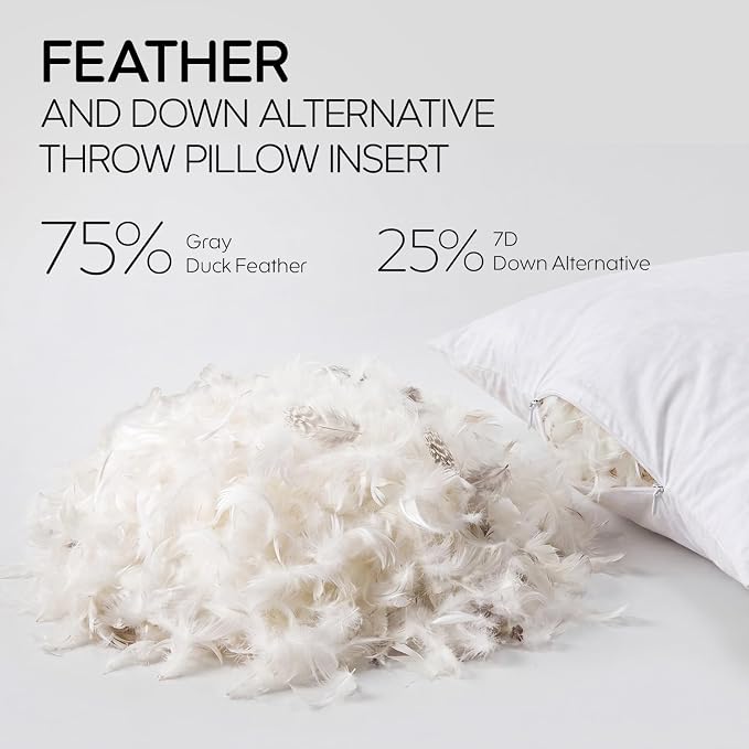 12x24 Feather Lumbar Pillow Insert Set of 4, Decorative Throw Pillow Insert for Covers, Fuller Fit with Soft Support for Bed and Couch