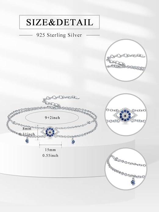 Dorunmo 925 Sterling Silver Anklet Bracelet Mother’s Day Birthday Jewelry Gifts for Women Wife Girlfriend Mom Her