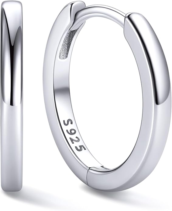 ChicSilver 925 Sterling Silver Huggie Hoop Earrings Small Hoop Earrings for Women Hypoallergenic Silver Huggie Earring Cartilage Earrings for Women (6/8/10/12/14/16/18/20MM)