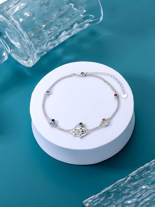 Dorunmo Anklet Bracelets For Women 925 Sterling Silver Birthstone/Infinity/Butterfly/Evil Eye/Turtle/Pineapple/Starfish/Heart Anklets Bracelets Jewelry Gifts for Women