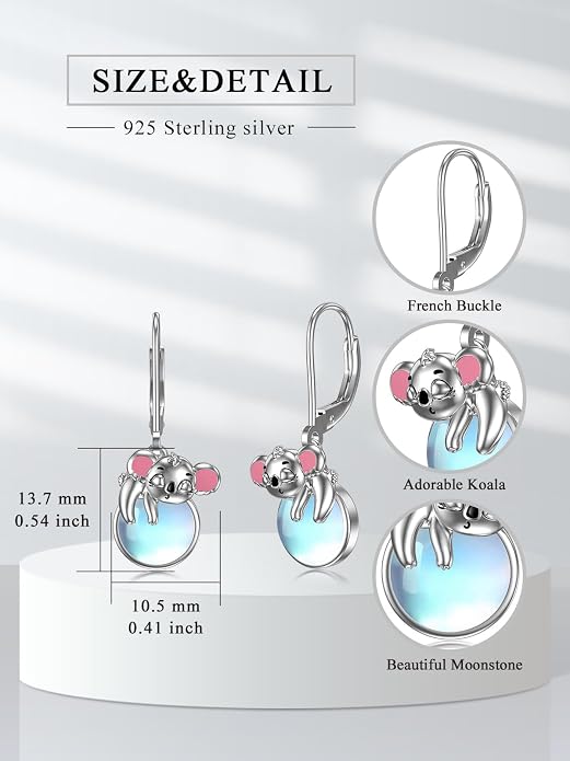 Dorunmo Moonstone Dangle Drop Earrings s925 Sterling Silver Leverback Earrings Filigree Moonstone Jewelry Birthday Gifts for Women