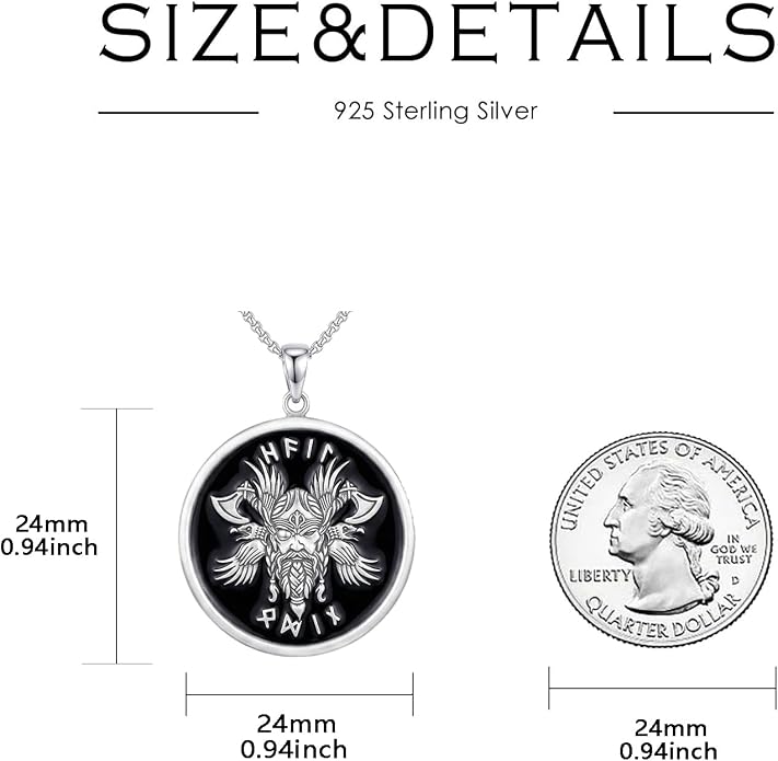 Viking Necklace for Men 925 Sterling Silver Norse Viking Pendant Norse Jewelry for Dad Husband, w/Stainless Steel Chain 22"+2"