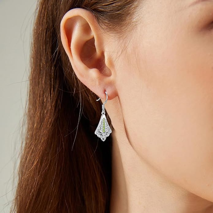 PELOVNY 925 Sterling Silver Filigree Dangle Earrings Hypoallergenic Abalone/Cubic Zirconia/Moonstone Earrings Vintage Jewelry Christmas Birthday Gifts for Women Mom Her