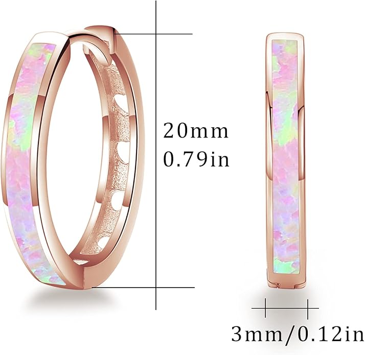CUOKA MIRACLE 925 Sterling Silver Opal Hoop Earrings for Women - Opal Hinged Huggie Hoops, Hypoallergenic Small Hoop Earrings for Sensitive Ears, Dainty Everyday Jewelry Birthday Christmas Gift