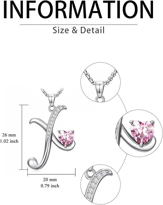 Birthday Gifts for Women Alphabet A to Z Initial Birthstone Pendant Necklaces for Women - 18k White Gold Plated Personalized Name Jewelry Anniversary Graduation Gifts for Wife Her Daughter Girlfriend(with Gift Box)
