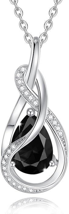 FANCIME TimelessTie Birthstone Necklace for Women White Gold Plated Sterling Silver Ribbon Design Jewelry Knot Pendant Fine Jewelry Gemstone Anniversary Birthday Graduation Mothers Day Gifts for Women Wife Mother Her