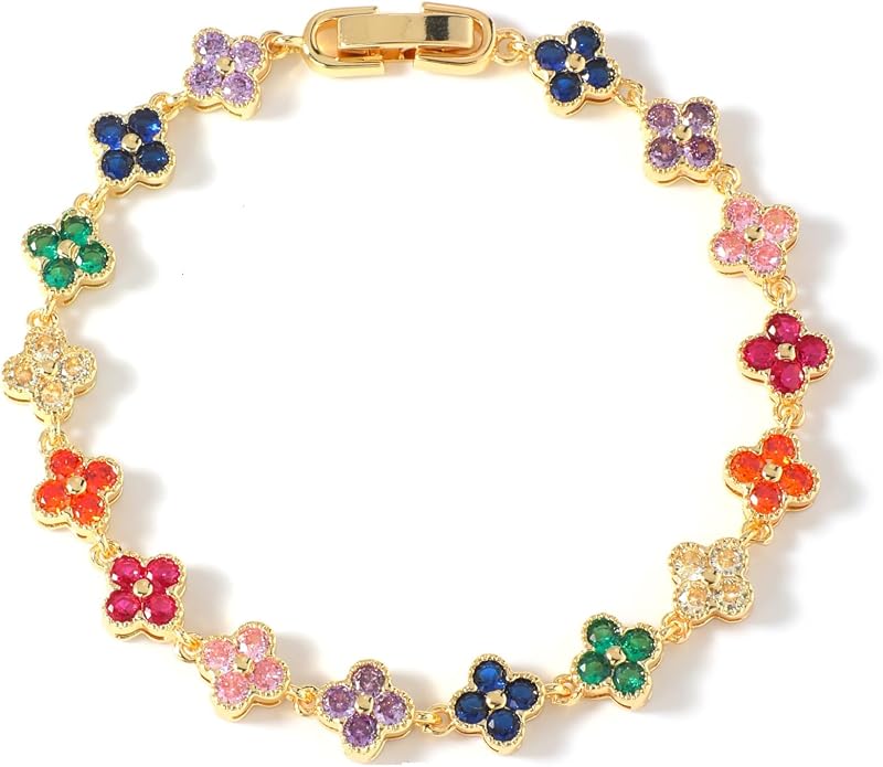 18K gold-plated mother of pearl enamel, adjustable clover lucky bracelet for women/New Year gift/Valentine's Day gift