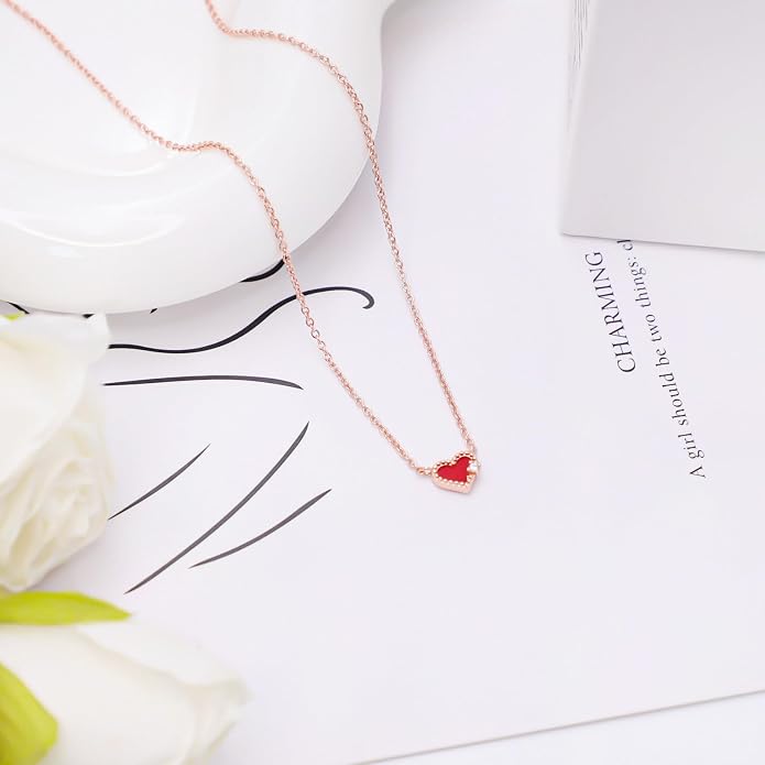 Dainty Love Heart Pendant Necklace Crystal Love Heart Charm Choker Silver Gold Plated Necklace Birthstone Jewelry for Women Trendy Daily Jewelry Accessories Stuff Birthday Gifts