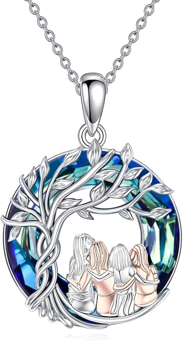 Sisters Necklace Sterling Silver Always My Sister Forever My Friend Jewelry Tree of Life Palm Trees Necklace for Women Female Friendship Jewelry