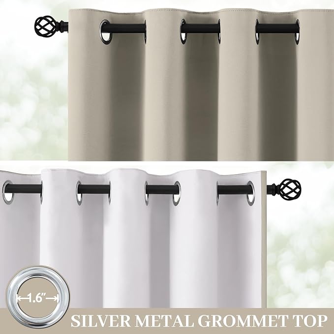 Yakamok Stone Blackout Curtains 84 Inches Long for Bedroom 50" Wide 2 Panel | Blackout Curtain Panels for Bedroom, 2 Thick Layers Grommet Top Thermal Insulated Drapes with White Back for Living Room