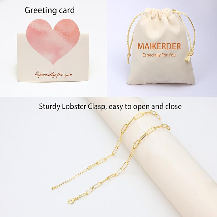14K Gold Plated Paper Clip Chain Link Necklace Satellite Cross Key Starfish Turquoise Heart Necklace for Women