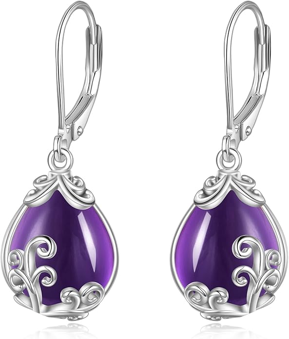 POPLYKE Celtic Filigree Teardrop Drop Dangle Earrings Sterling Silver Leverback Earrings Jewelry for Women
