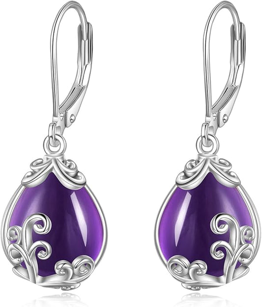 POPLYKE Celtic Filigree Teardrop Drop Dangle Earrings Sterling Silver Leverback Earrings Jewelry for Women