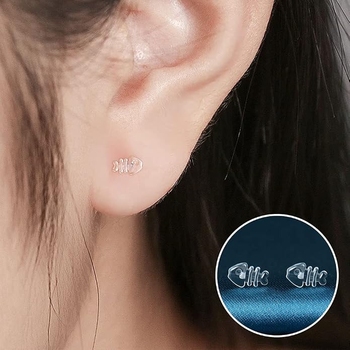 6 Pairs Invisible Plastic Post Earrings For Sensitive Ears - Clear, Sports & Work