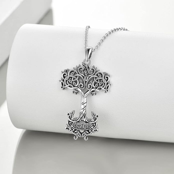 YAFEINI Sterling Silver Viking Jewelry Viking Compass Weapon Spearhead Talisman Pendant Necklace, Viking Jewelry Gift for Women Men