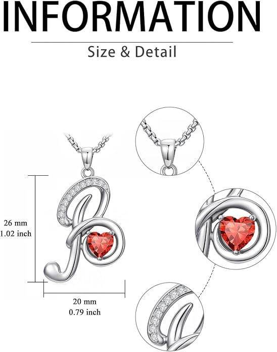 Birthday Gifts for Women Alphabet A to Z Initial Birthstone Pendant Necklaces for Women - 18k White Gold Plated Personalized Name Jewelry Anniversary Graduation Gifts for Wife Her Daughter Girlfriend(with Gift Box)