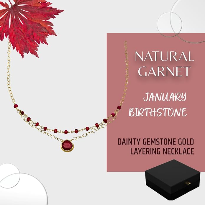 Layering Necklace for Women, Premium Layered Gold Healing Crytsal Necklaces - Tarnish Free 18K Gold Vermeil Certified S925 Classic Stack Necklace Gold Jewelry for Women - Mothers Day Gifts for Mom Wife