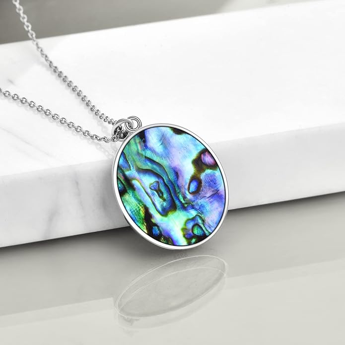 YFN Triple Moon Goddess Necklace Sterling Silver Pentagram Pentacle Opal Pendant necklace Pagan Wiccan Magic Amulet Tree of Life Jewelry for Women Men 18"