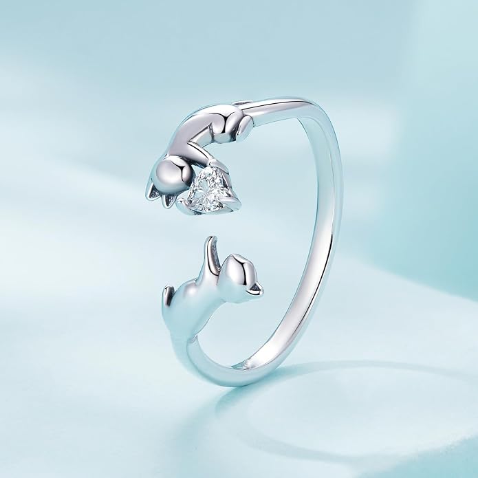 BISAER Evil Eye Ring Snake Ring 925 Sterling Silver Rings For Women Adjustable Octopus Cat Thumb Rings For Women Gothic Vintage Jewelry Gift