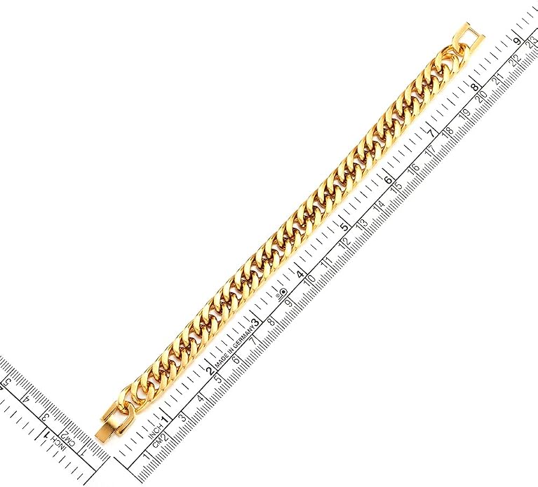 COOLSTEELANDBEYOND Mens Stainless Steel Two-tone Curb Chain Bangle Bracelet, Satin Finish