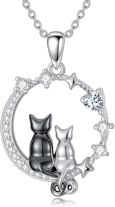 PELOVNY Teddy Bear Necklace for Women 925 Sterling Silver Bear/Highland Cow/Fox/Cat/Axolotl Birthstone Necklace Christmas Birthday Jewelry Gifts for Mom Daughter Wife Sister