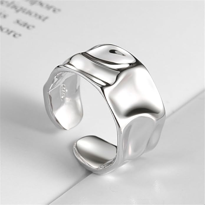 YBMYCM 3-10Pcs Dome Rings Set Chunky Gold Ring for Women Men 14k Gold Plated Thick Adjustable Statement Ring Gold/Silver