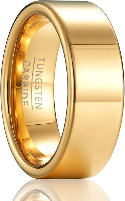 Classic Flat Band - 8mm Wide High-Polish Tungsten Wedding Ring for Men & Women
