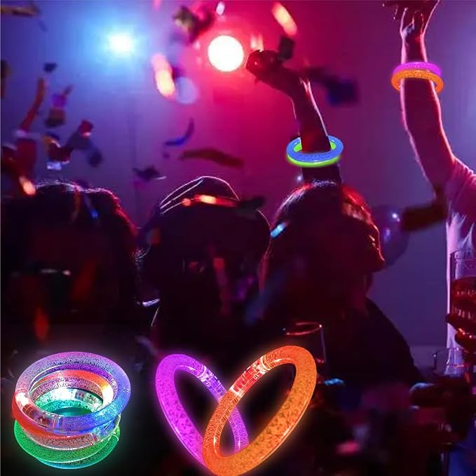 30 Pcs Glow In The Dark Bracelets, 6 Colors LED Bracelets Bulk for Adults, Glow Neon Party Supplies for Carnival Halloween Christmas Birthday Wedding