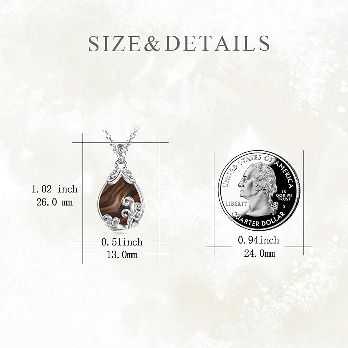 POPLYKE Sterling Silver Gemstone Teardrop Pendant Necklace Crystal Jewelry for Women
